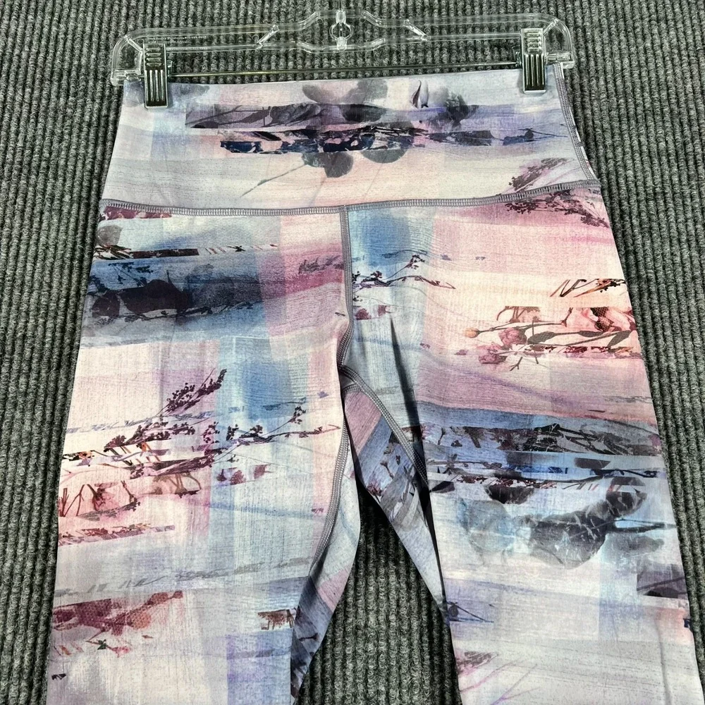 Lululemon Wunder Under High Rise Leggings Womens 8 Purple Striped Active Casual